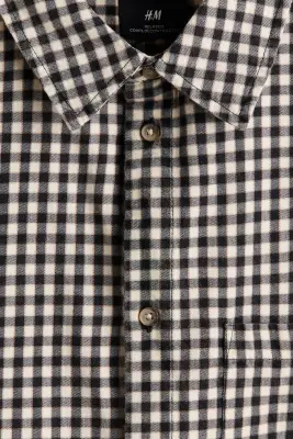 Chemise à manches courtes Relaxed Fit en coton - Noir/carreaux — photo 4