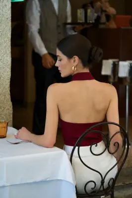 Amanda Halter Knit Top - Red — photo 2