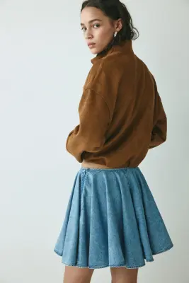 Jupe évasée en denim - Bleu denim — photo 2