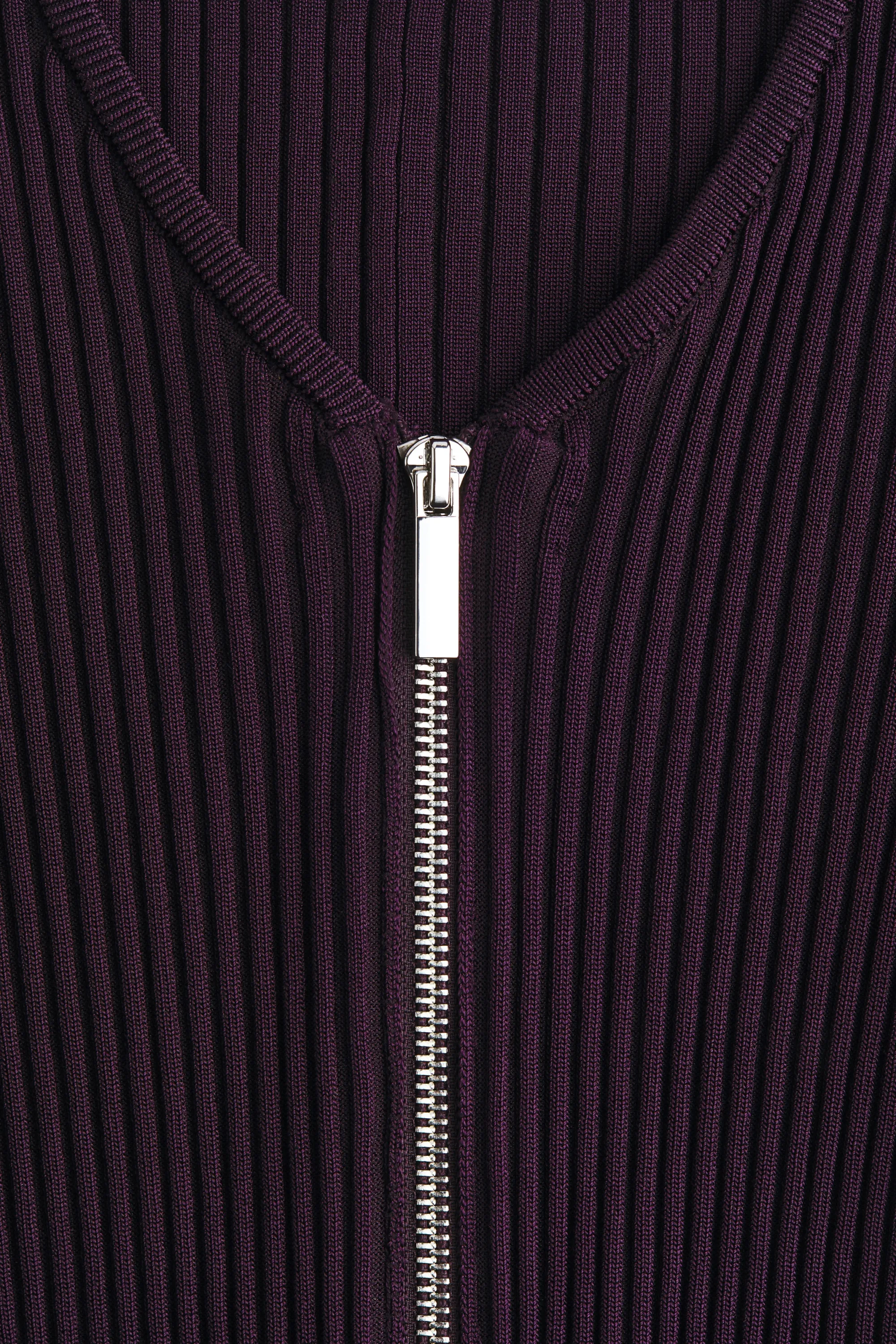 Top côtelé avec col zippé - Violet foncé