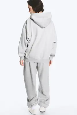 Sweat à capuche oversize d’épaisseur moyenne - Mélange gris clair — photo 2
