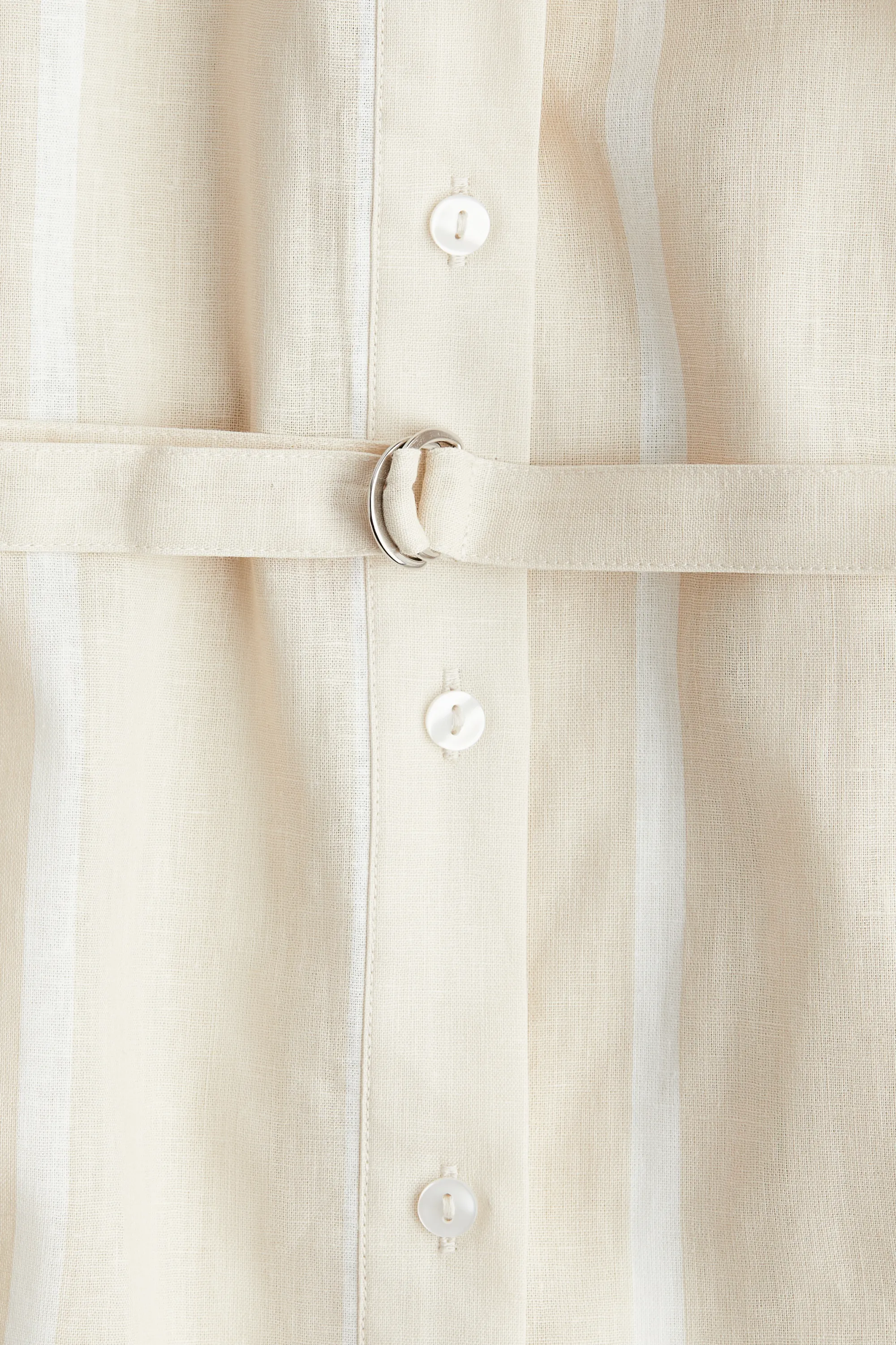 Robe chemise en lin mélangé - Beige clair/rayé