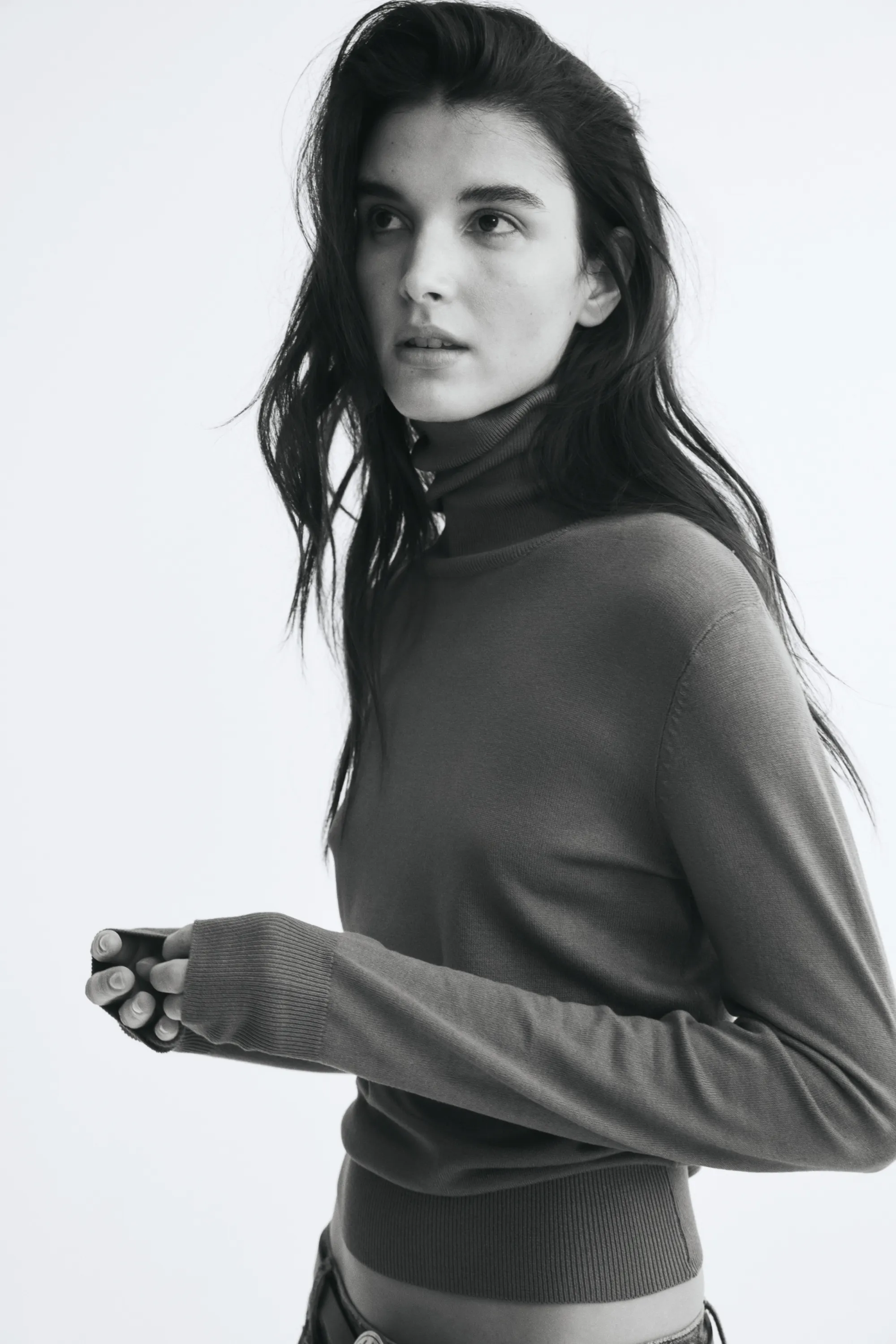 Pull col roulé - Beige foncé
