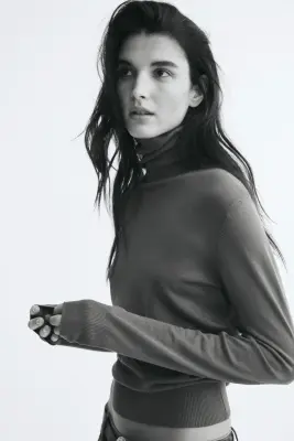 Pull col roulé - Beige foncé — photo 1