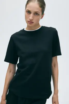 T-shirt en interlock - Noir — photo 1