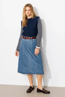 Jupe midi évasée en jean Femme — photo 2