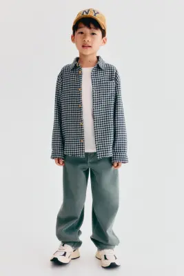 Chemise en mousseline de coton - Bleu marine/vichy — photo 1