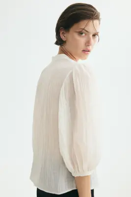 Blouse à manches ballon - Crème — photo 2