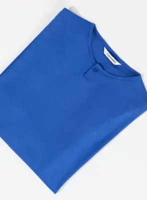 1 Button T-Shirt in Royal Blue Eucalyptus & Cotton — photo 4
