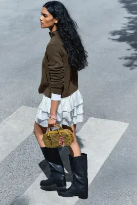 Gilet en maille bouclette - Vert kaki foncé — photo 2