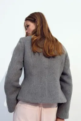 Blazer sans col - Gris foncé chiné — photo 4