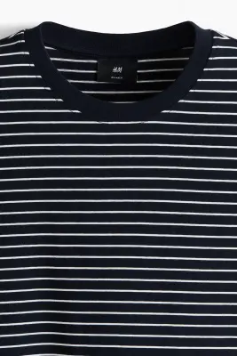 T-shirt boxy Relaxed Fit en coton - Bleu marine/rayé — photo 4