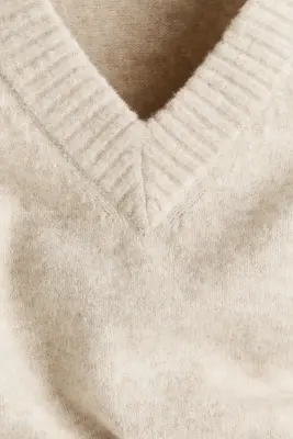 Pull sans manches Relaxed Fit - Beige clair chiné — photo 3