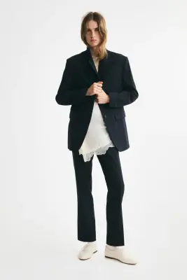 Single-breasted twill blazer - Bleu marine — photo 2