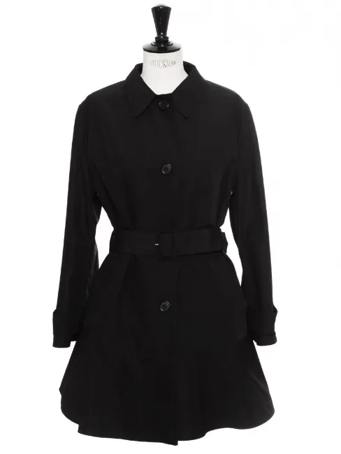 Trench ceinturé coupe évasée en nylon noir Prix boutique 2700€ Taille L