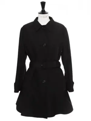 Trench ceinturé coupe évasée en nylon noir Prix boutique 2700€ Taille L — photo 1