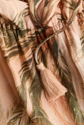 Combi-pantalon ballon avec bretelles à nouer - Rose pêche/motif — photo 2