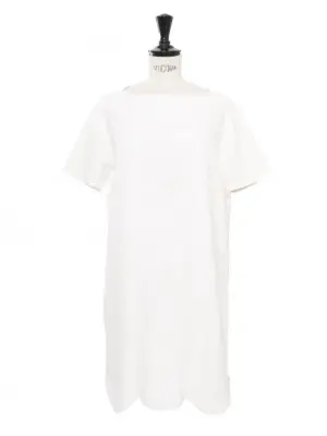 Robe "Scalloped" manches courtes droite en lin blanc Prix boutique 1200€ Taille 38 — photo 1