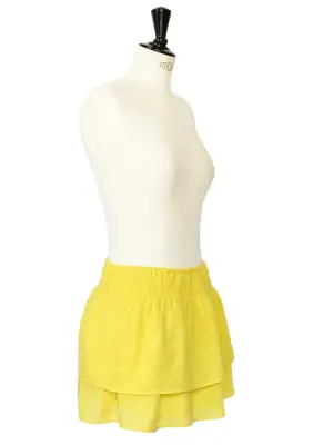 Jupe courte en coton plumetis jaune canari Taille 36/38 — photo 3