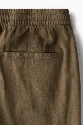 Pantalon Relaxed Fit en lin mélangé - Vert kaki — photo 5