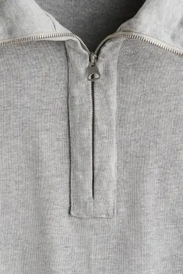 Sweat Relaxed Fit avec col zippé - Gris clair chiné — photo 5