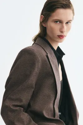 Blazer oversize - Beige/motif pied-de-poule — photo 3