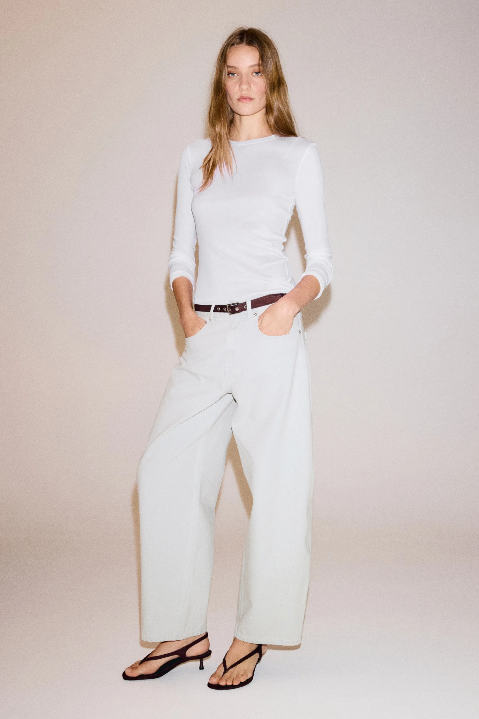 Barrel Regular Waist Ankle Jeans - Gris denim clair