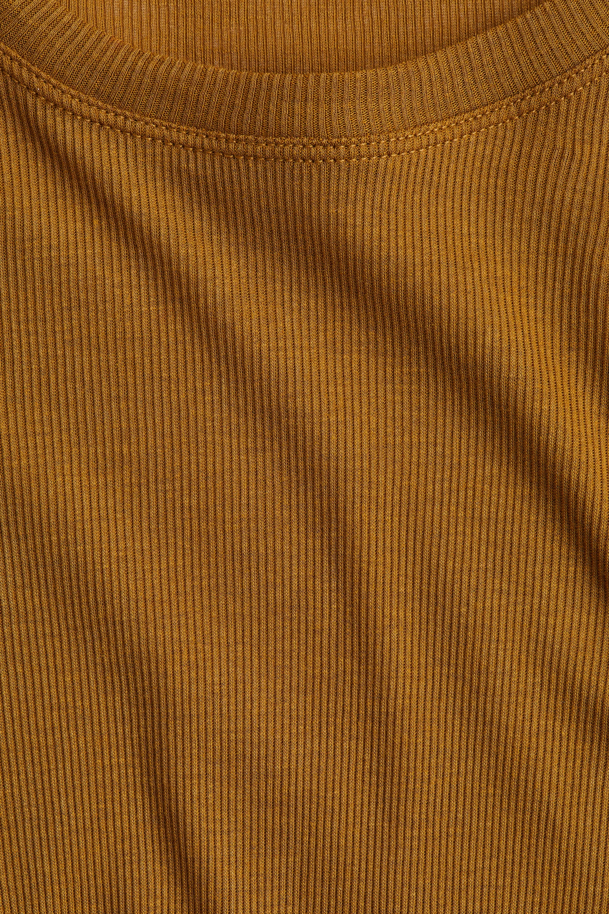 Top en coton pima côtelé - Jaune moutarde