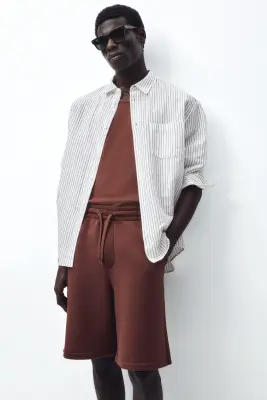 Débardeur côtelé Slim Fit - Marron — photo 3