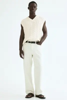 Pull sans manches Relaxed Fit en coton - Crème — photo 1