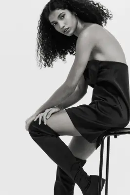 Robe bandeau avec nœud devant - Noir — photo 3