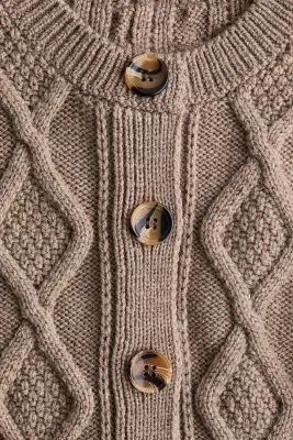 Gilet en maille torsadée - Taupe — photo 4