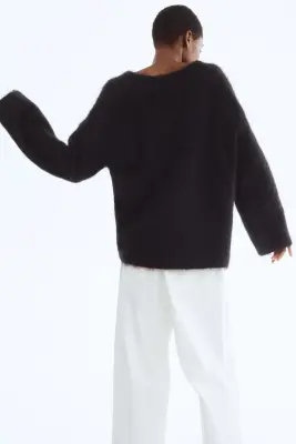 Pull oversize en mohair mélangé - Gris foncé — photo 2