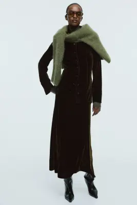 Chemise en velours - Vert foncé — photo 1