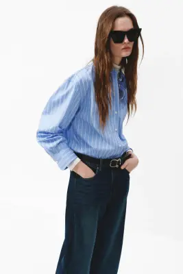 Barrel Regular Waist Jeans - Dark denim blue — photo 2