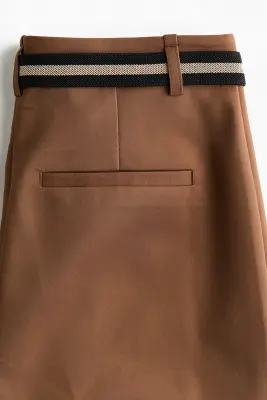 Pantalon bootcut avec ceinture - Marron — photo 4
