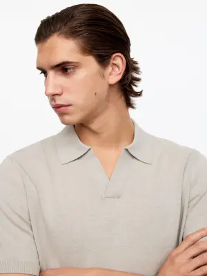 Polo en lin et coton - Taupe clair — photo 3
