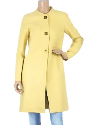 Veste manteau en chanvre et soie jaune citron doux Px boutique 2750€ Taille 38 — photo 3