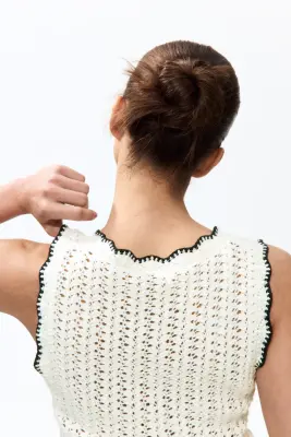 Robe de plage en maille pointelle - Blanc — photo 1