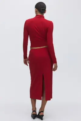 Jupe midi - Rouge — photo 2