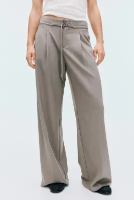 Pantalon chic avec cordon de serrage - Taupe — photo 1
