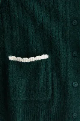 Gilet en maille torsadée - Vert foncé — photo 5