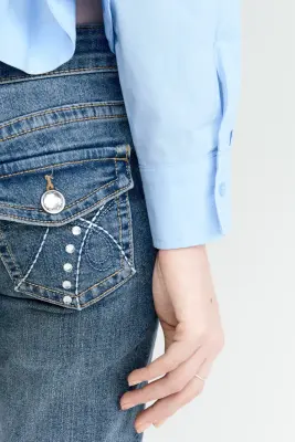 Flared Low Waist Jeans - Bleu denim — photo 3