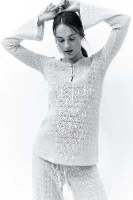 MAMA Ensemble 2 pièces en maille pointelle - Beige clair — photo 2