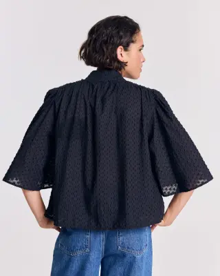 Blouse Janelle plumetis bleu nuit — photo 4