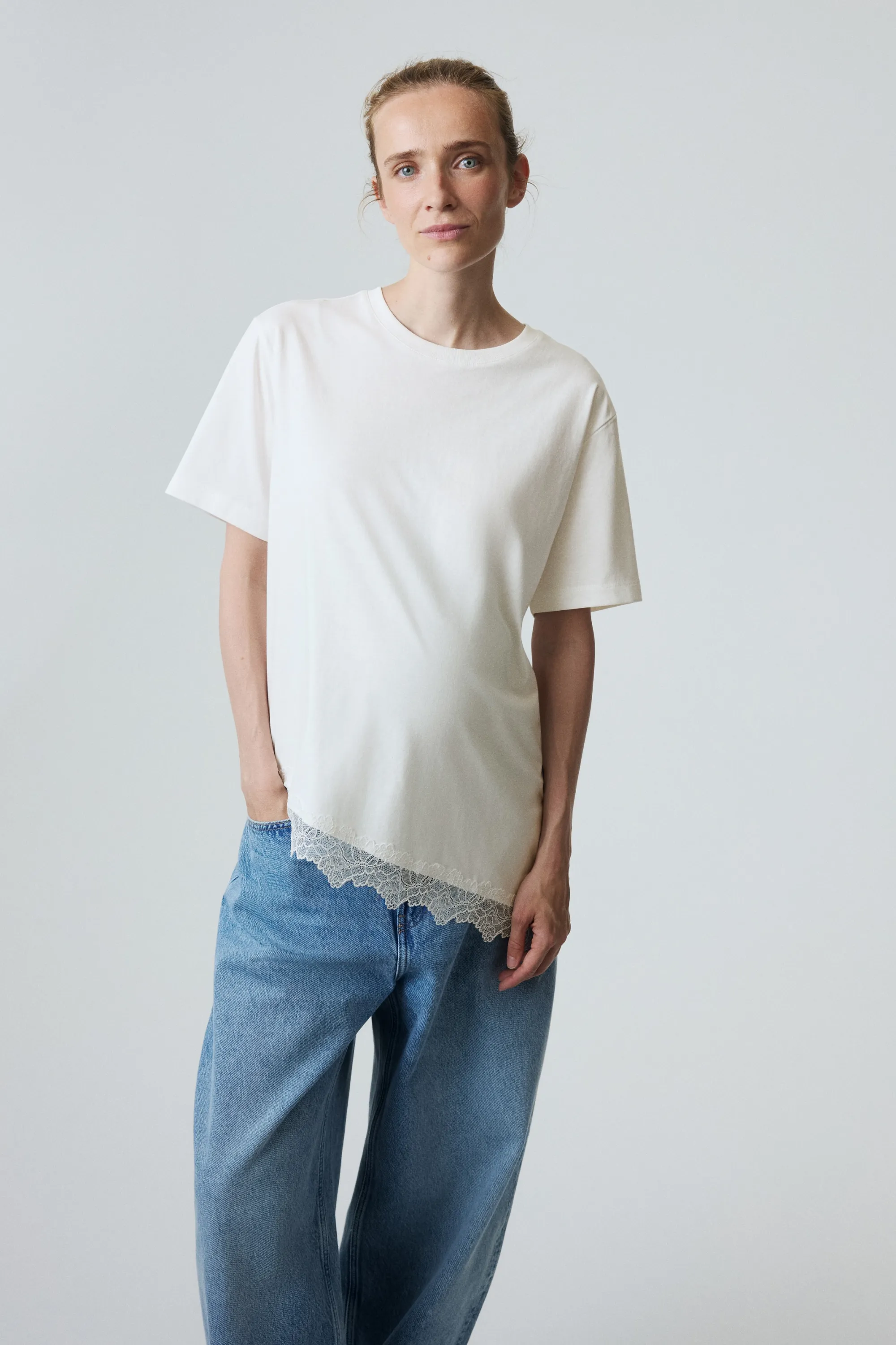 MAMA T-shirt avec dentelle - Blanc