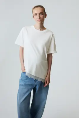 MAMA T-shirt avec dentelle - Blanc — photo 1