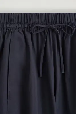 PANTALON BARREL TAILLE ÉLASTIQUÉE - BLEU MARINE — photo 2
