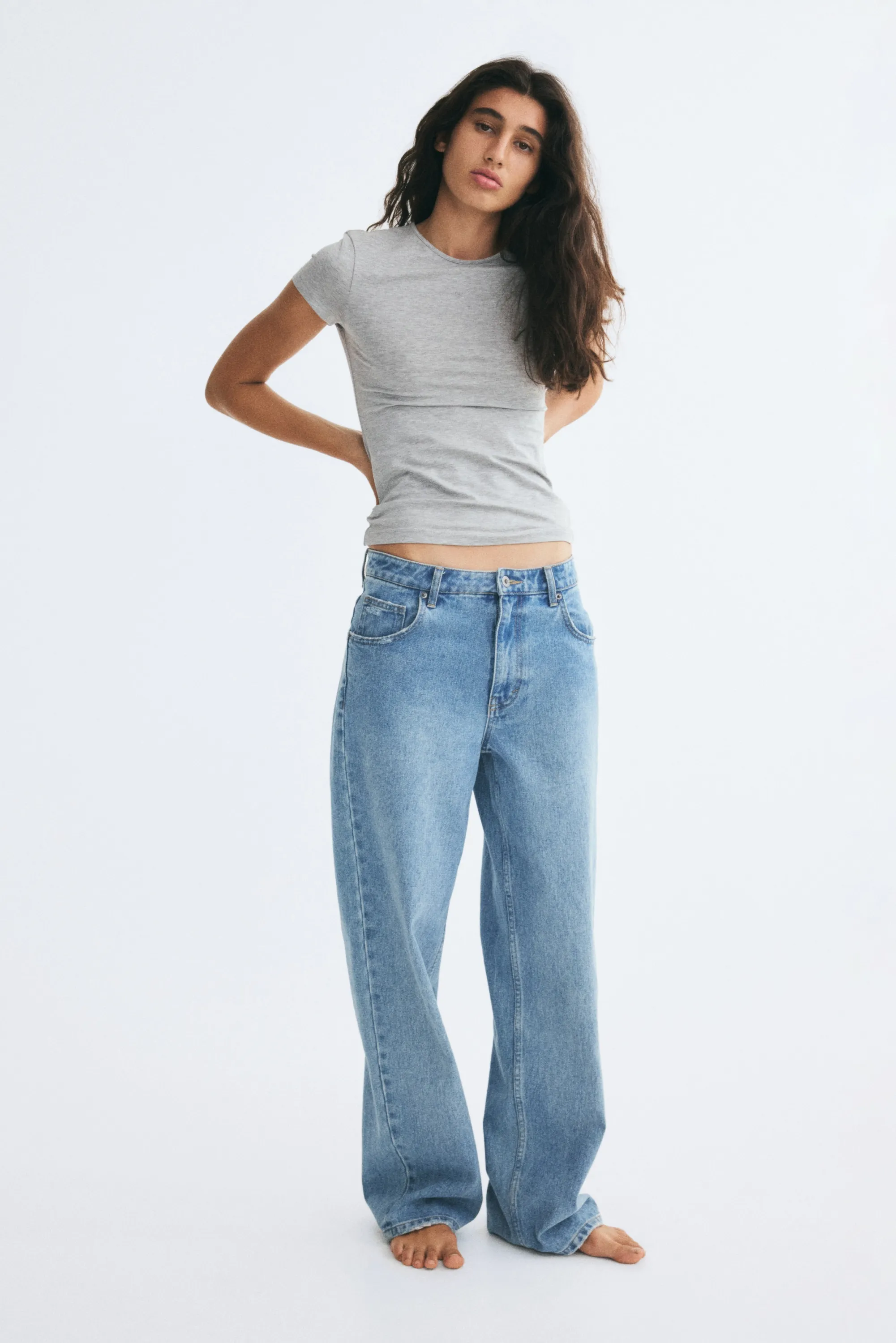 T-shirt ajusté en coton Supima® - Gris clair chiné