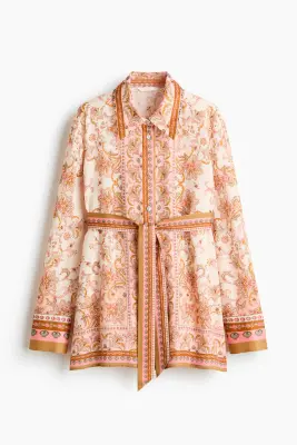 Chemise imprimée en lyocell - Beige clair/motif cachemire — photo 5
